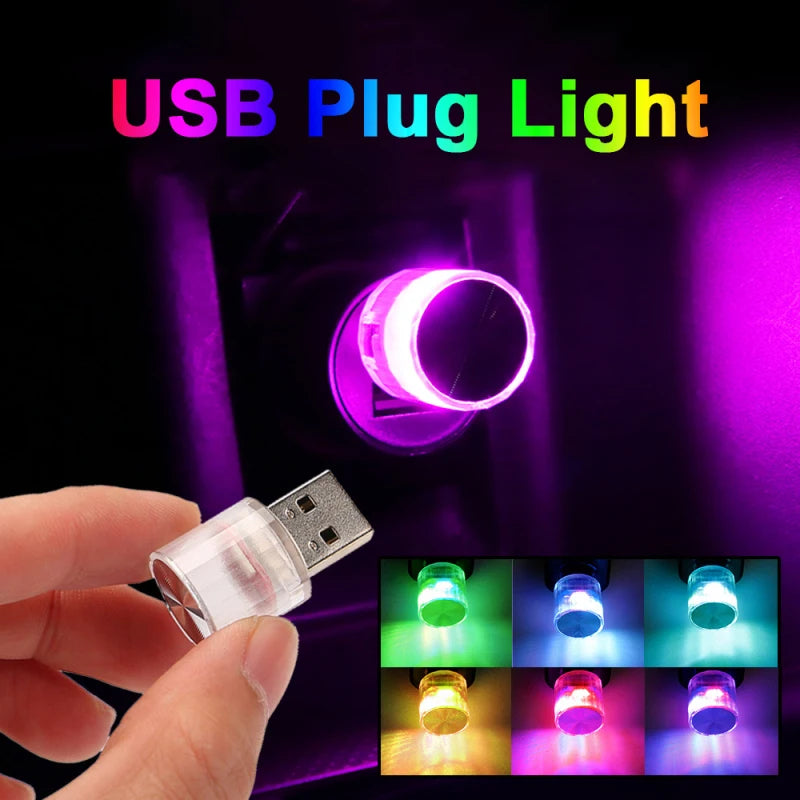 Mini USB LED Car Light Ambient Night Light Decorative Neon Lamp Auto Interior Atmosphere Emergency PC Mobile Power Charging