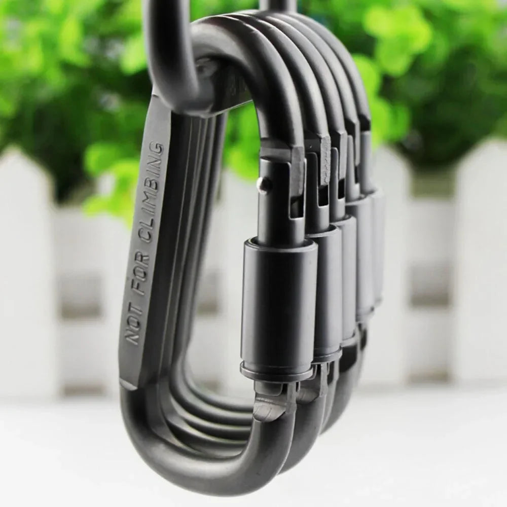 Tactical Steel D Keychain Shape Hook Buckle Clip Climbing Army Carabiner Hanging Fit Outdoor Camping Survival Edc Caribiner