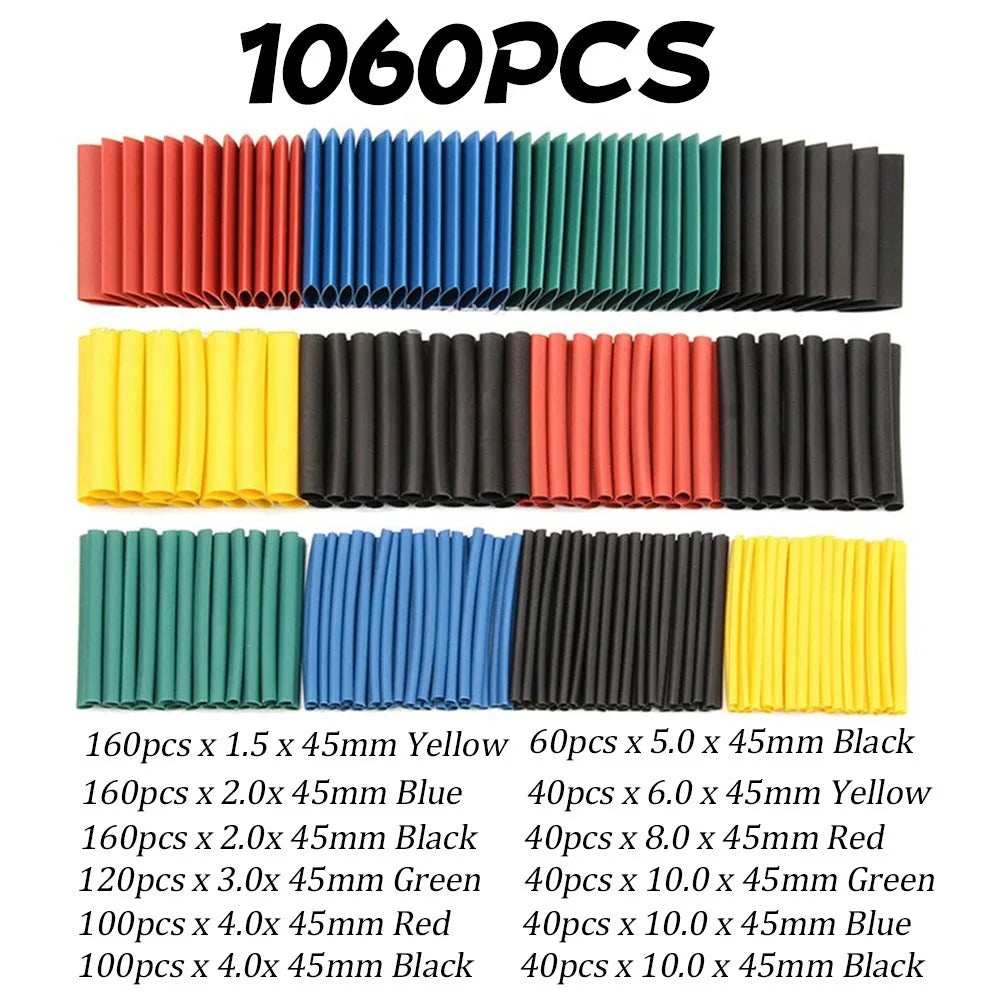 1060/530/127PCS Heat Shrink Tubing kit 2:1 Shrinkable Wire Shrinking Wrap Wire Connect Cover Cable Repair Protection