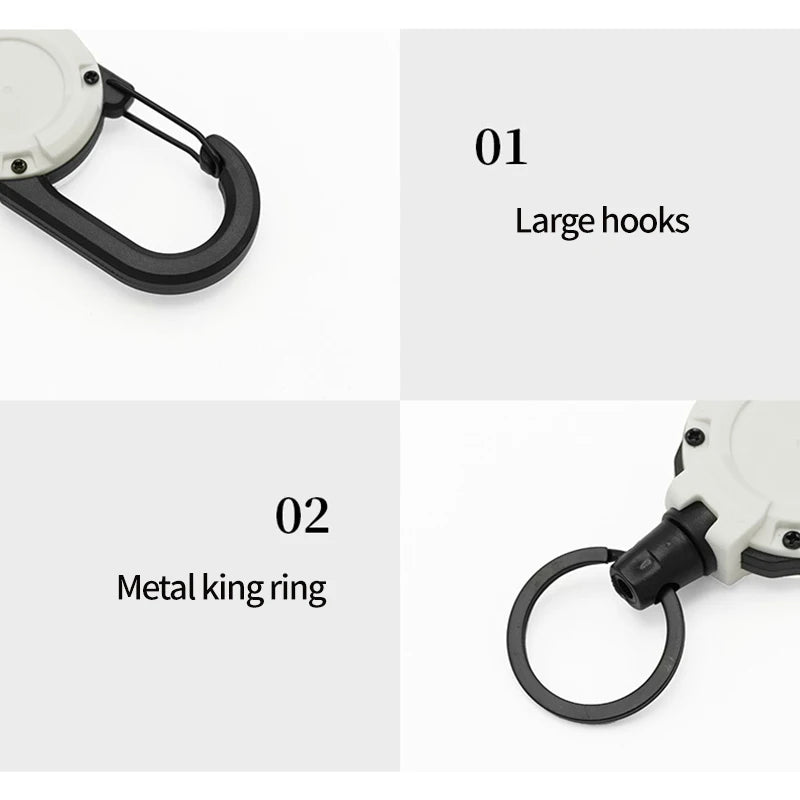 1pc Steel Wire Tactical Automatic Retractable Buckle Rope Camping Supplies Anti-theft Elastic Keychain Carabiner Buckle Rope캠핑용품