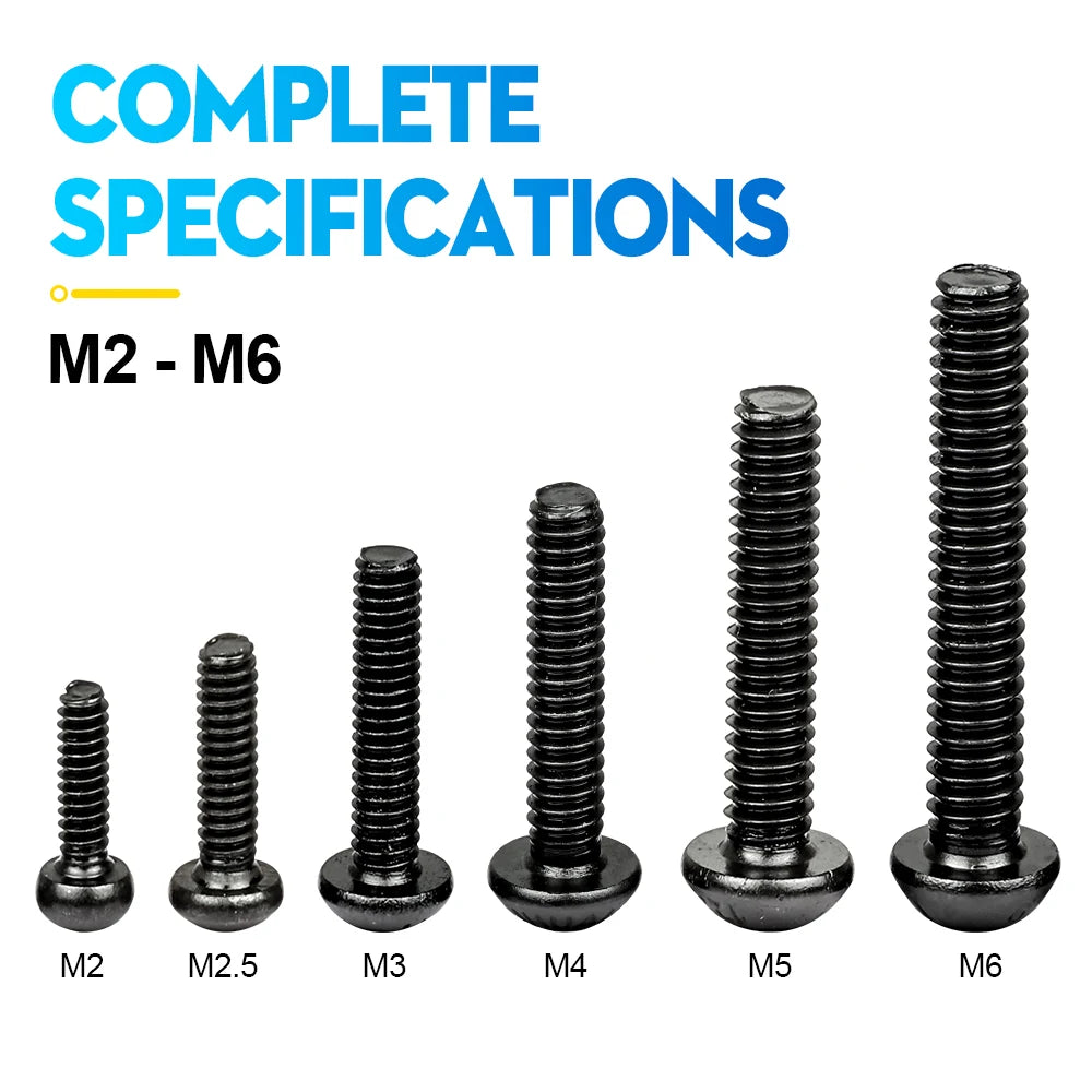 NINDEJIN hex hexagon socket button head screw nut carbon steel m2 m2.5 m3 m4 m5 m6 allen round head screw set bolt and nut set