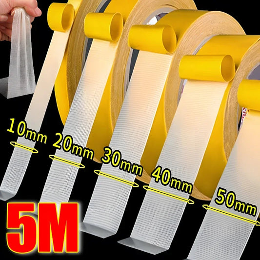 5M Double Sided Mesh Tapes Waterproof Traceless Cloth Base Mesh Tapes High Viscosity Carpet Adhesive Tape Strong Sticky Strips