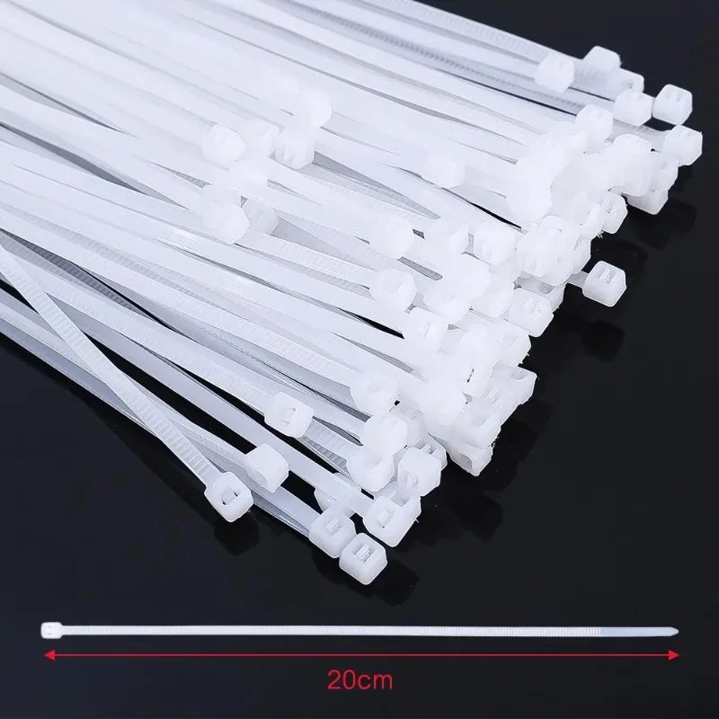 500/100Pcs Plastic Nylon Cable Ties Self-locking Cord Ties Straps Adjustable Cables Fastening Loop Home Office Wire Zip Ties