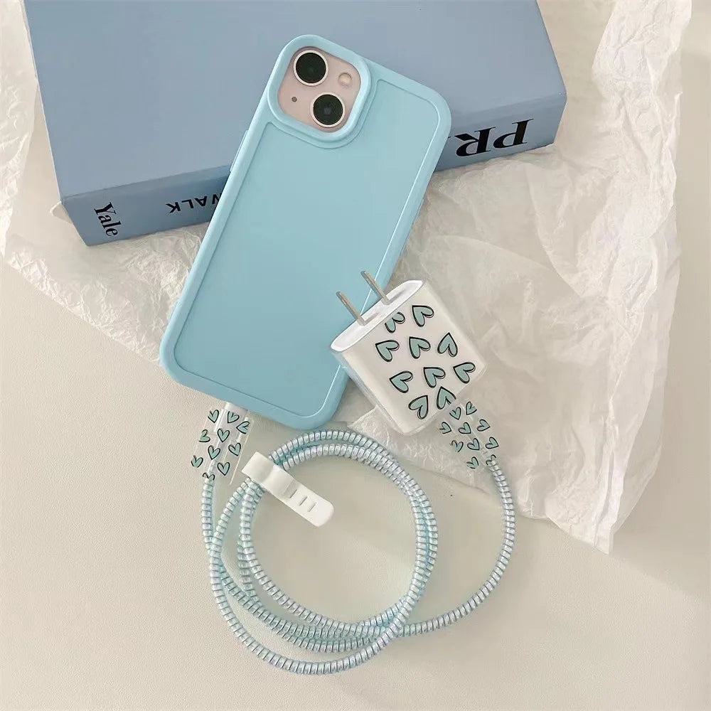 Cute Heart Case For Apple 18w/20w charger protective case is applicable to iPhone 14/13 data cable head protector Shell Sleeve