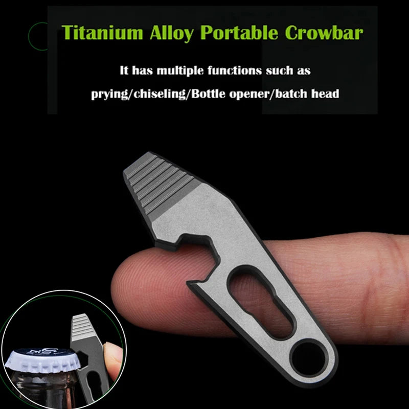 8 EN 1 MINI TC4 Alliage de Titane Crowbar Décapsuleur Échelle Graduée Clé Hexagonale EDC Outils Extérieurs Équipement de Camping Multifonction 