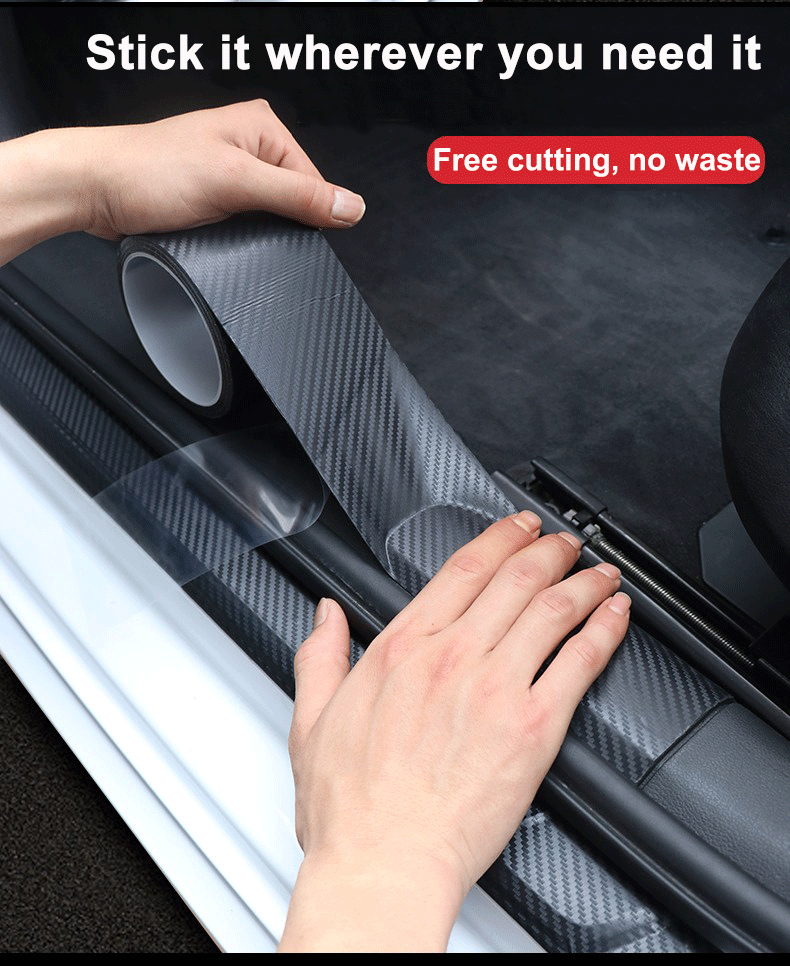 Nano Carbon Fiber Car Sticker Paste Protector Strip DIY Automotive Protective Film Auto Door Sill Side Mirror Anti Scratch Tape