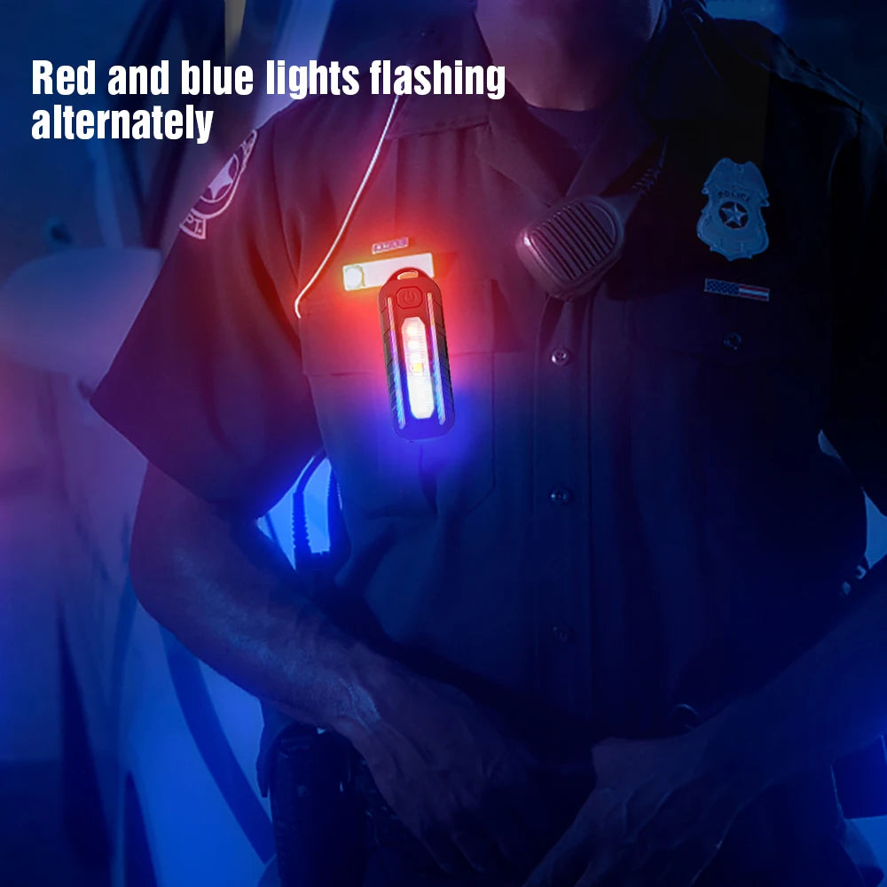 Feu arrière de vélo à LED rouge et bleu avec clip, éclairage d'urgence pour police, rechargeable par USB, clignotant, lampe torche de sécurité 