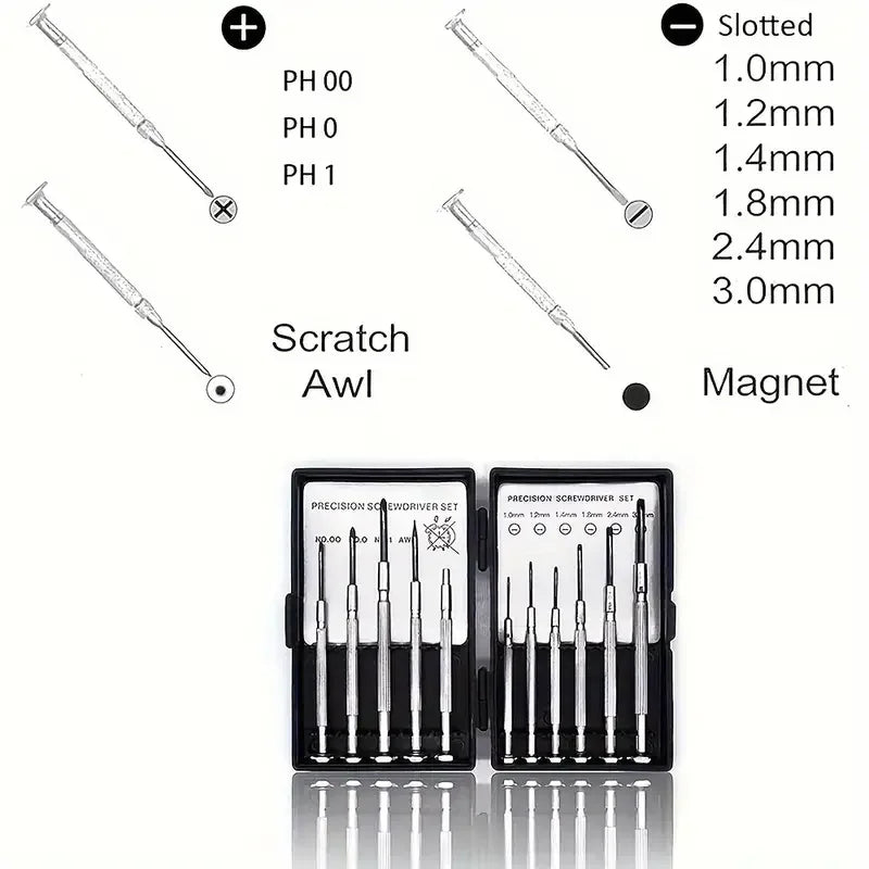 11pcs Mini Precision Screwdriver Set, Small Screwdriver Set For Electronics, Toys, Computer, Watch Repair, Upgrade Red Box Tough