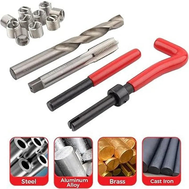 25/75/131pcs thread repair kit M2-M16, used to repair damaged thread monkey wrench Fried Dough Twists bit hand tool