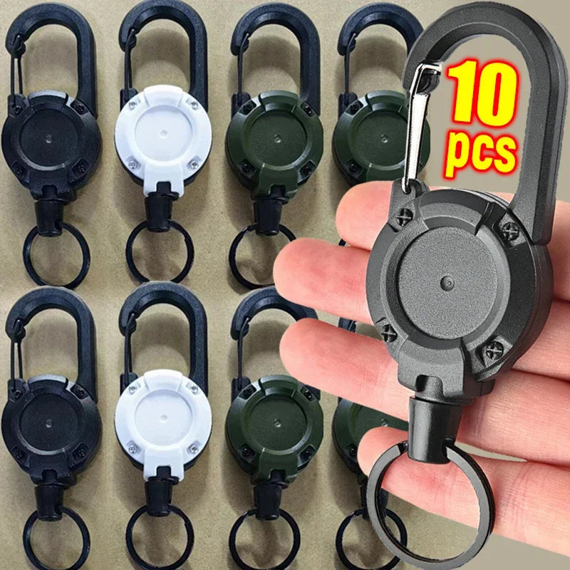 Anti-Theft Heavy Duty Retractable Pull Badges Id Reel Carabiner Keychain Buckle Key Holder Outdoor Keychain Multiple Tool