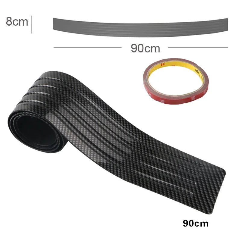 SEAMETAL Universal Carbon Fiber Car Trunk Door Guard Strip Auto Sill Plate Protector Rear Bumper Guard Rubber Mouldings Strips