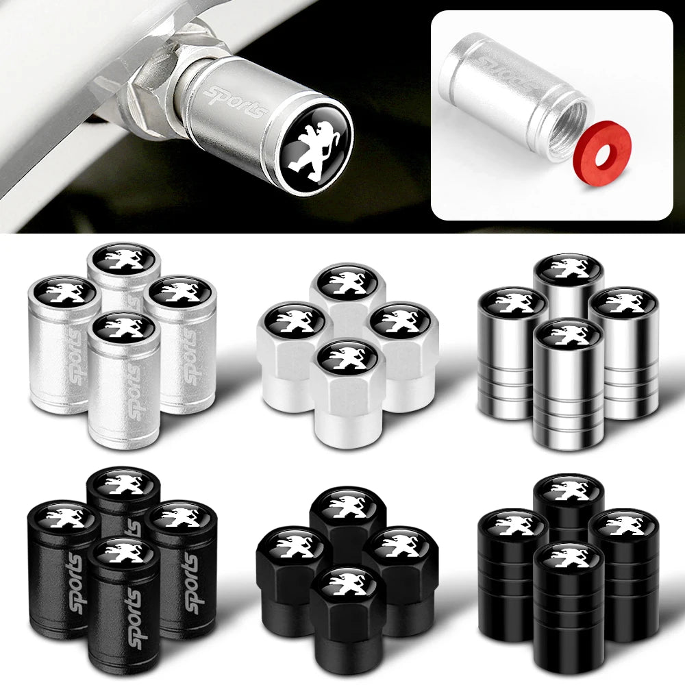 4pcs Car Styling Metal Wheel Tire Valve Air Stem Cap Covers For Peugeot 208 2012~2018 308 2014~2021 2008 3008 107 106 406