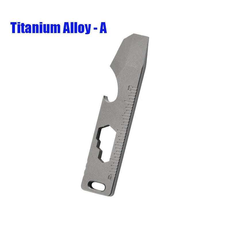 8 EN 1 MINI TC4 Alliage de Titane Crowbar Décapsuleur Échelle Graduée Clé Hexagonale EDC Outils Extérieurs Équipement de Camping Multifonction 