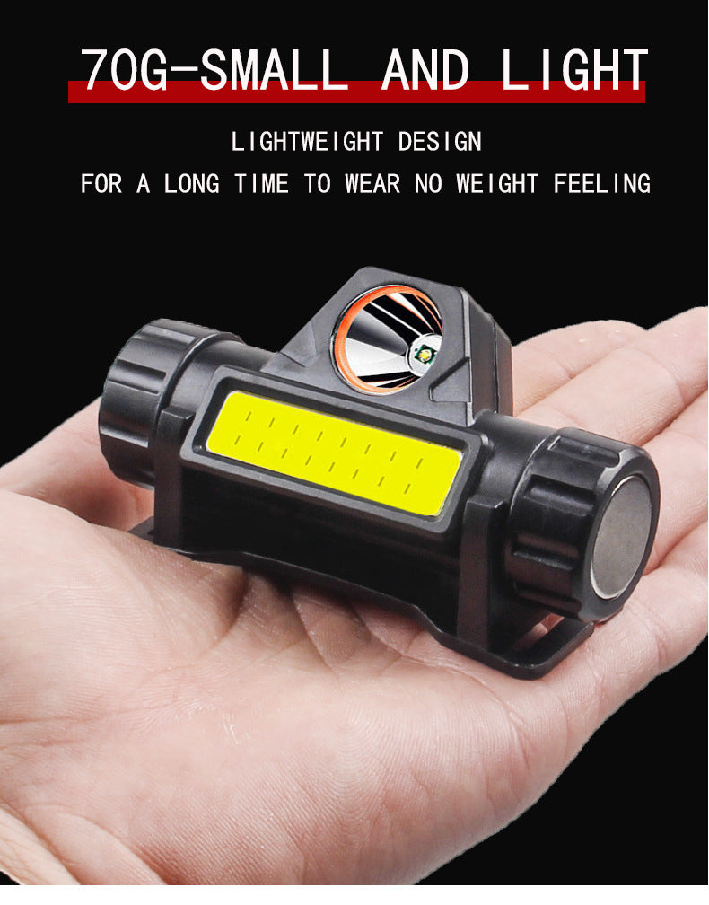 Mini lampe frontale LED portable puissante XPE + COB, lampe frontale de chasse rechargeable par USB, lampe frontale étanche avec queue magnétique 