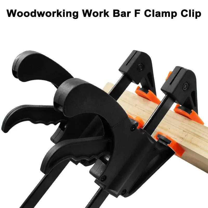 Holzbearbeitungs-Arbeitsstange F-Klemmen-Clip-Kit Schnellratschen-Entriegelungsgeschwindigkeit Squeeze Holzbearbeitung DIY Zimmerei Gadget Handwerkzeuge 