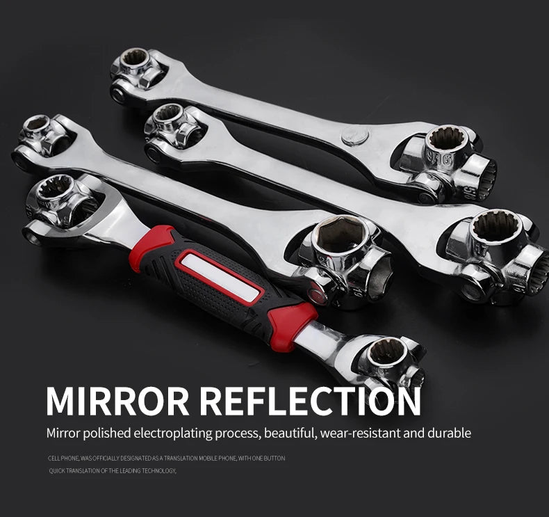 8 in 1 Tools Socket Works Universal Ratchet Spline Bolts Sleeve Rotation Hand Tools 360 Degree Multipurpose Tiger Wrench