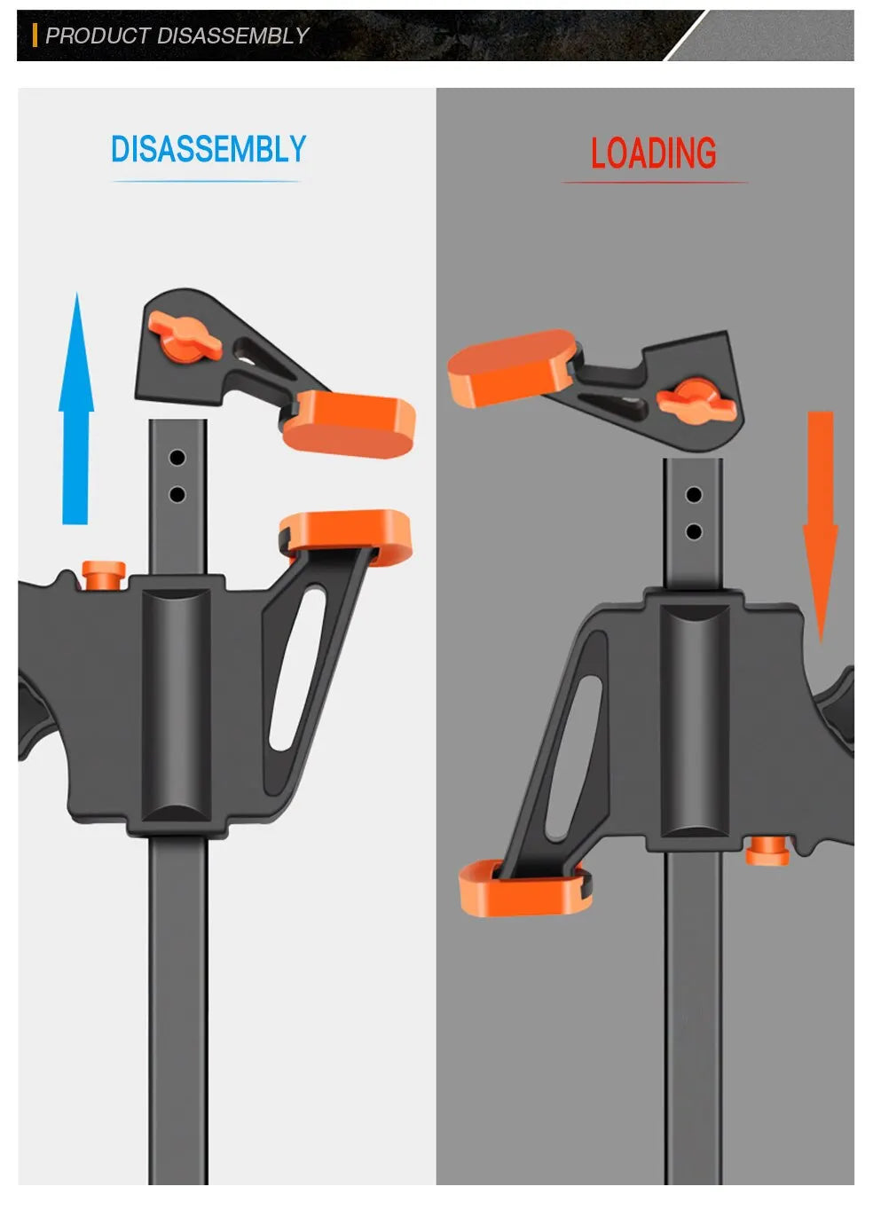 Holzbearbeitungs-Arbeitsstange F-Klemmen-Clip-Kit Schnellratschen-Entriegelungsgeschwindigkeit Squeeze Holzbearbeitung DIY Zimmerei Gadget Handwerkzeuge 