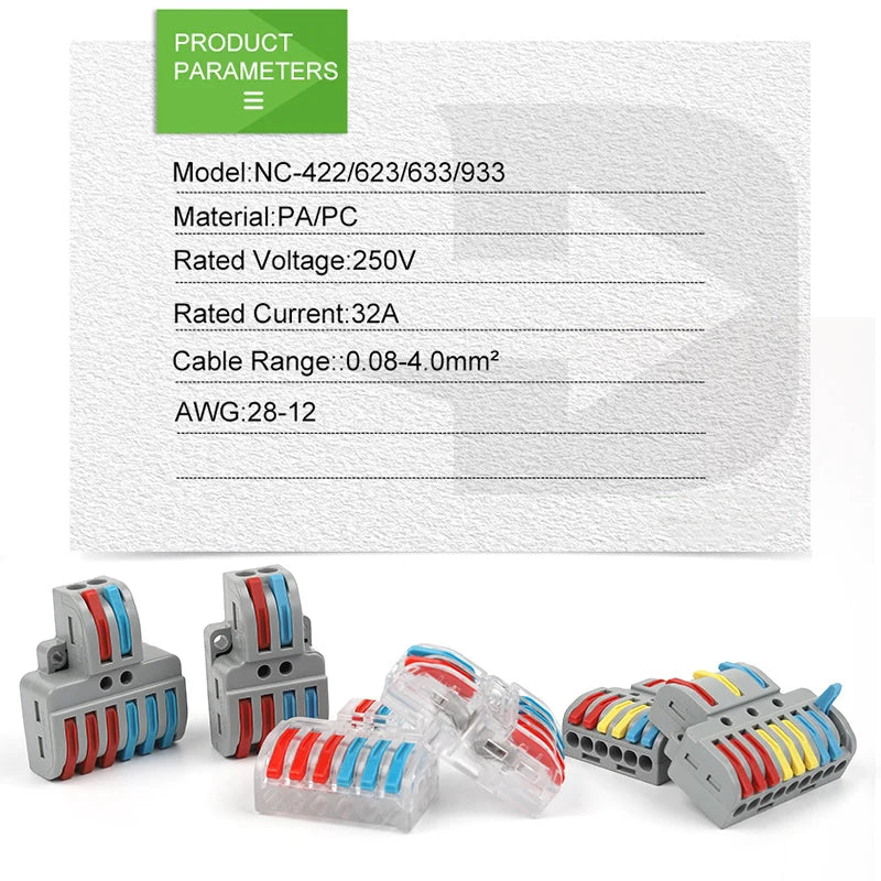 Mini Fast Wiring Connectors Universal Compact Splitter Electrical Cable Push-in Conductors Connector With Lever Terminal Block