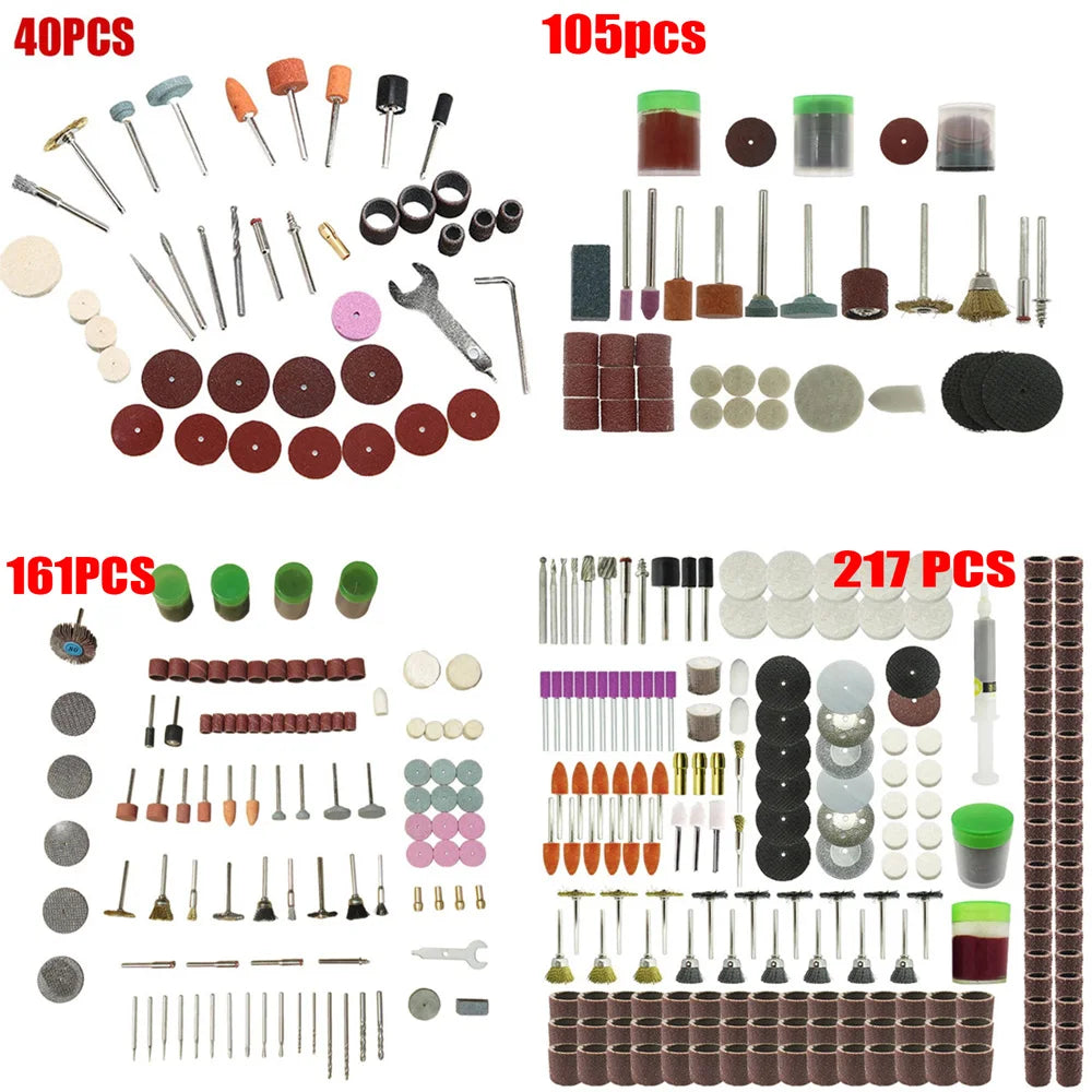 40~217Pcs Power Tools Rotary Tool Accessory Set Fits Dremel Drill Grinding Polishing Accessories Mini Saw Blade Abrasive Tool