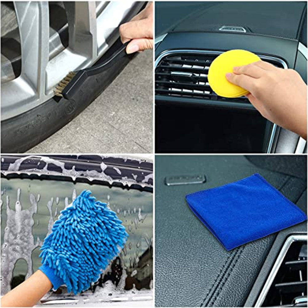 Car Detailing Brush Set Car Cleaning Brushes Sponges Towels for Car Air Vents Rim Cleaning Dirt Dust Clean Tool Wash Accessories - ToolFlx