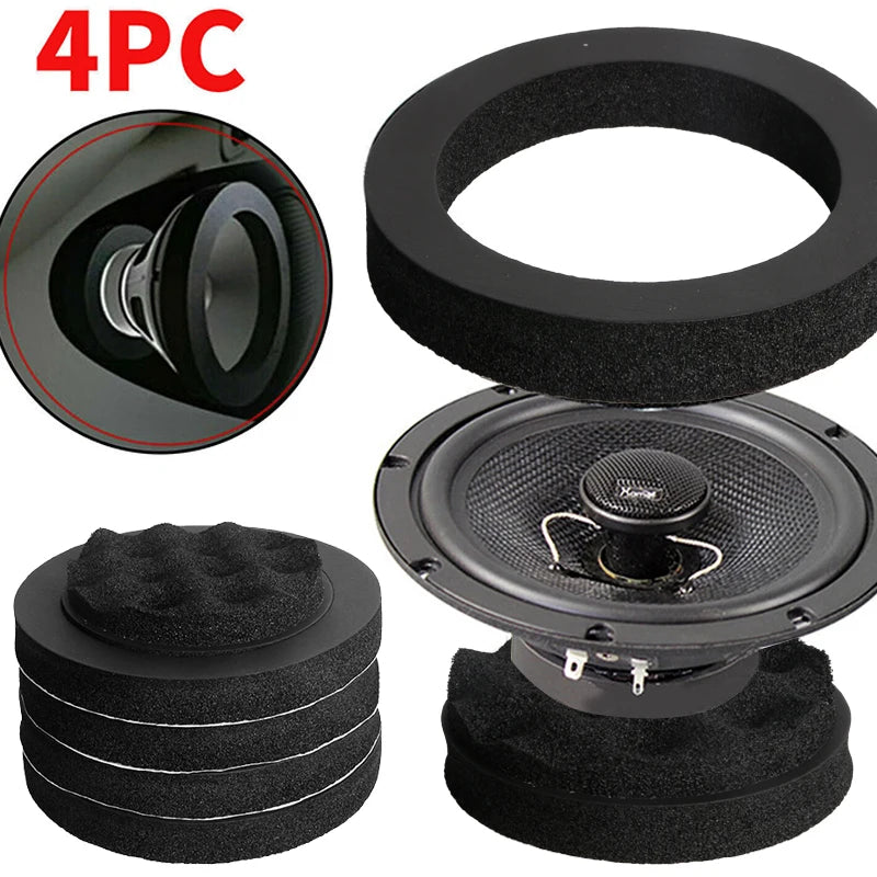 4PCS 4/5/6.5 Inch Car Speaker Sound Insulation Ring Cotton Bass Door Trim Soundproof Auto Interior Accessories Foam Universal