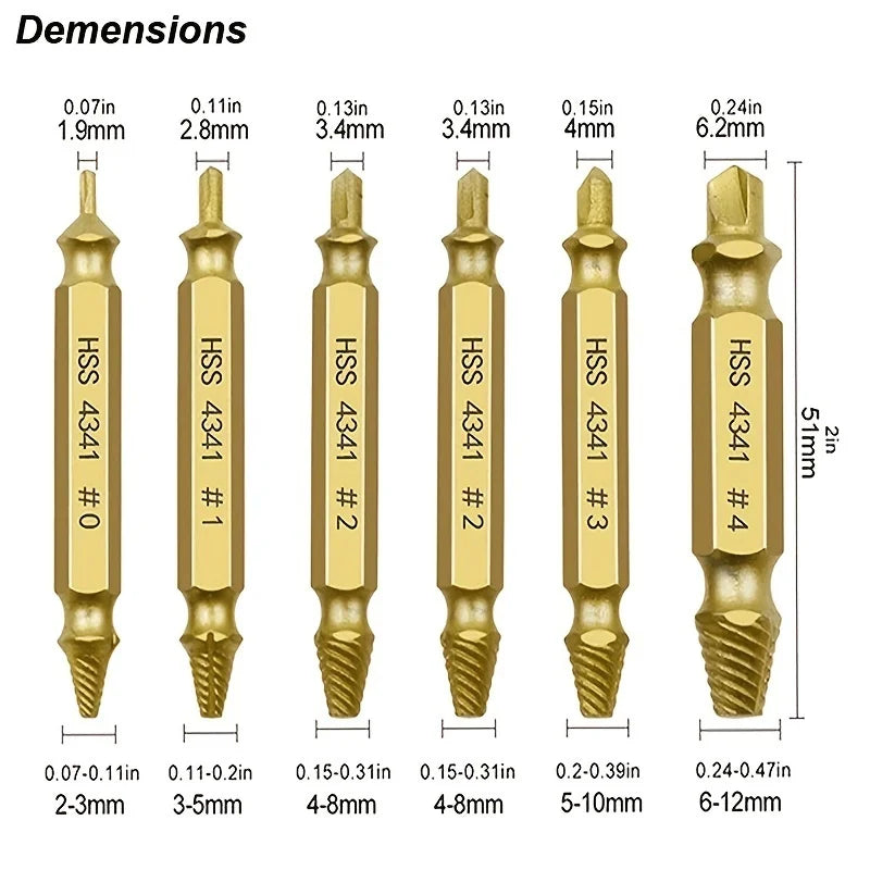 Damaged Screw Extractor Set HSS Drill Bit Stripped Broken Remover Small Easily Quickly Take Out Kit Easy Demolition Power Tools