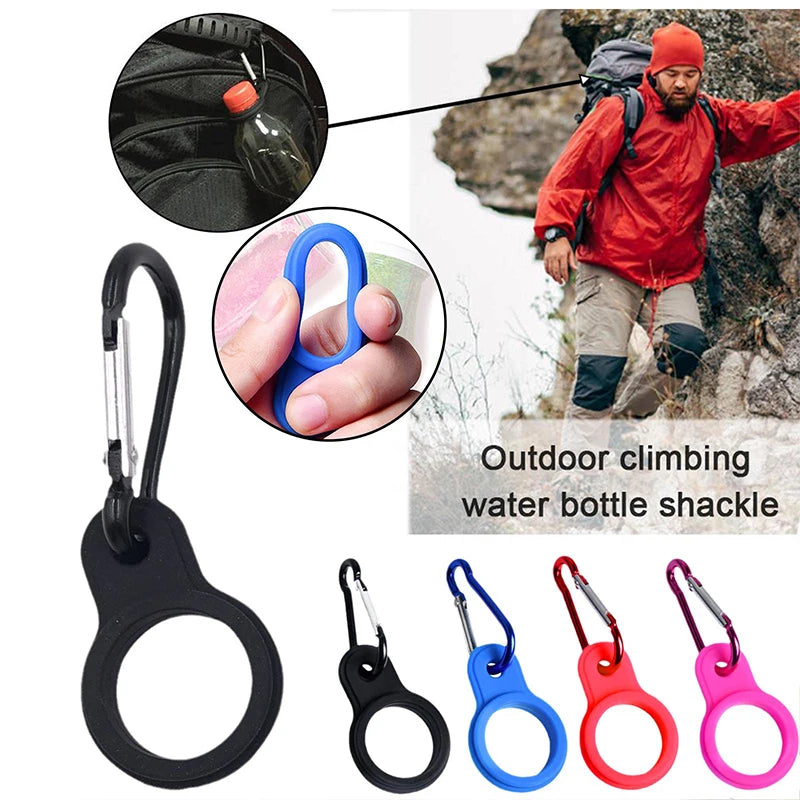 1PC Hohe Qualität Aluminium Sport Wasserkocher Schnalle Outdoor Karabiner Wasser Flasche Halter Gummi Schnallen Haken Camping Wandern Werkzeug 