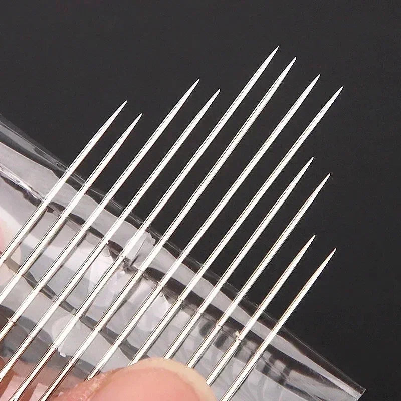 12/30Pcs Side Hole Blind Sewing Needles Stainless Steel Elderly Needles Hand Sewing Stitching Pin DIY Home Self Threading Needle