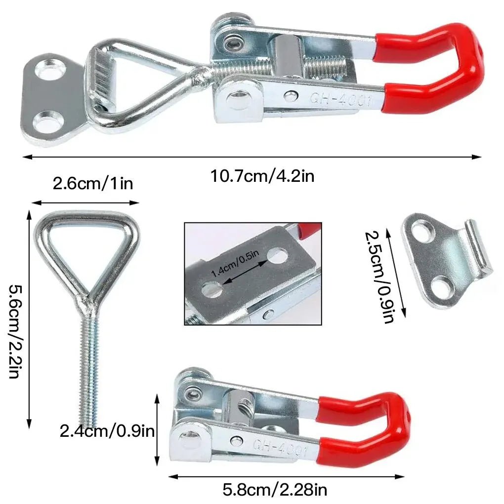 Lot de 2/5 loquets à bascule réglables, loquets à bascule robustes, capacité de maintien, loquet de traction, pince pour couvercle de fumeur, boîte à outils 