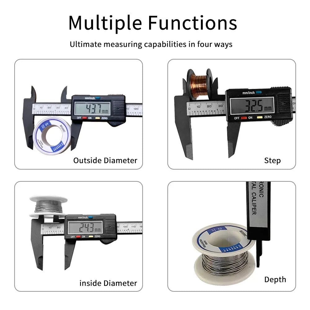 150mm 100mm Electronic Digital Caliper Carbon Fiber Dial Vernier Caliper Gauge Micrometer Digital Ruler Measuring Tool