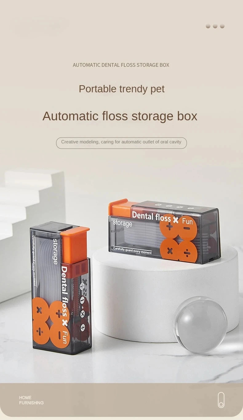 Portable Floss Dispenser Includes 10Pcs Floss Automatic Ejectable Floss Organiser Oral Care Press-on Disposable Flossing Sticks