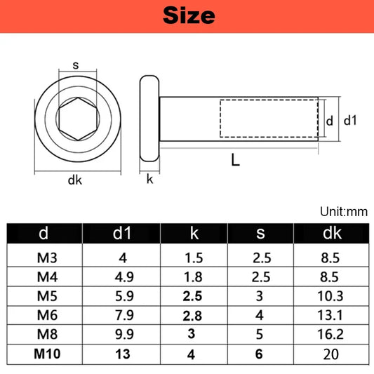 304 Stainless Steel Hexagon Socket Screw Locking Splint Screw Nut Combination Album Butt Account Book Nail Edge Chamfer M3~M10