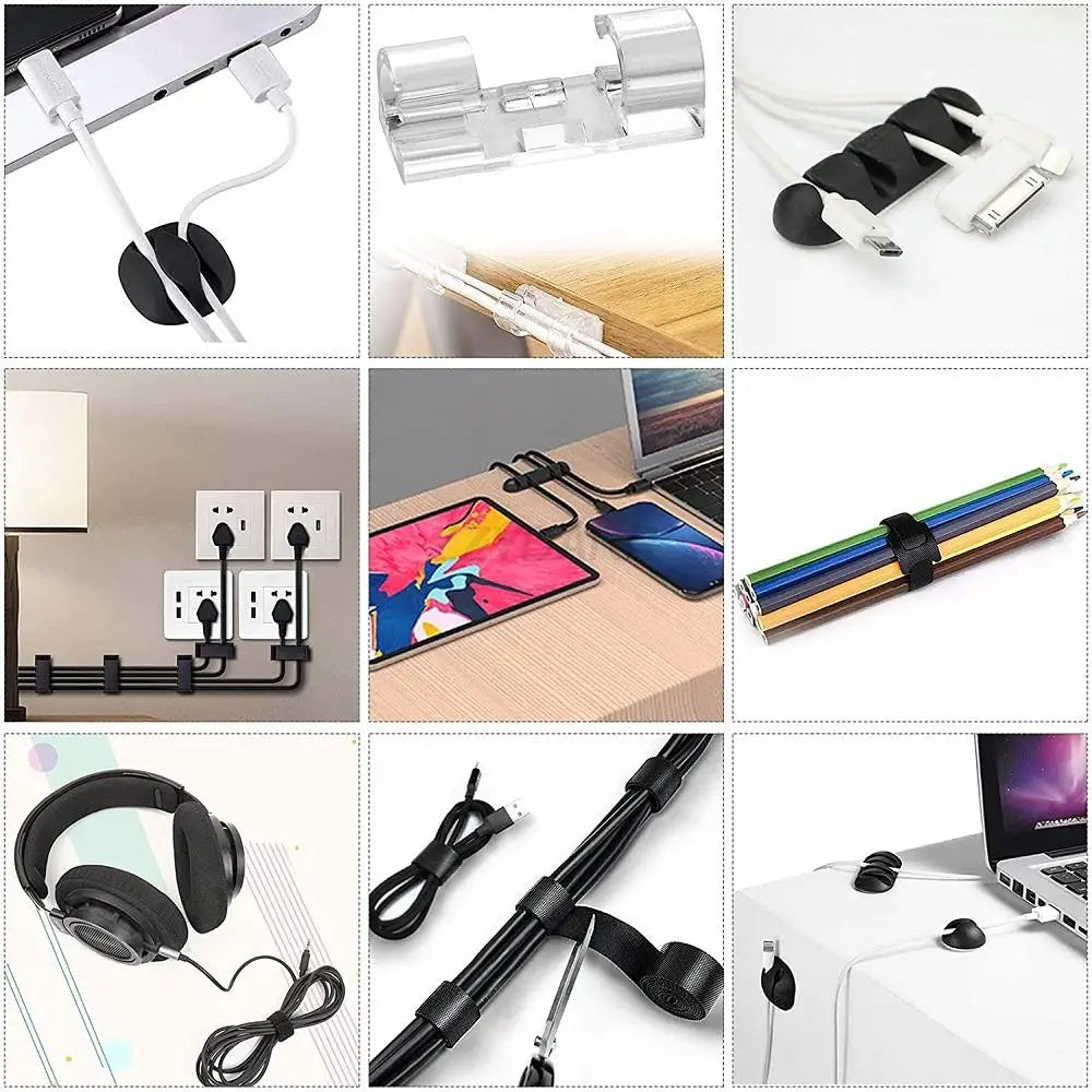 173 PCS Cable Management Kit Include Organizer Sleeve Cord Clips Cable Organizer Straps and Fastening Cable Ties for Office Home