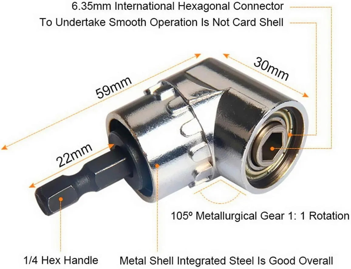 Impact Grade 105 Degree Angle Socket Adapter Power Hand Tool Part Driver Extension Set Screwdriver Holder Drill Nut Attachment