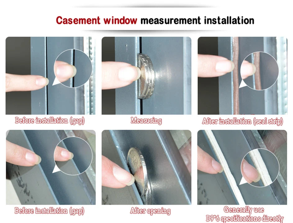 5M/10M Window Weather Strip DIEP Self-adhesive Acoustic Rubber Foam Seal Strip Tape Windproof Insulation Door Weatherstripping