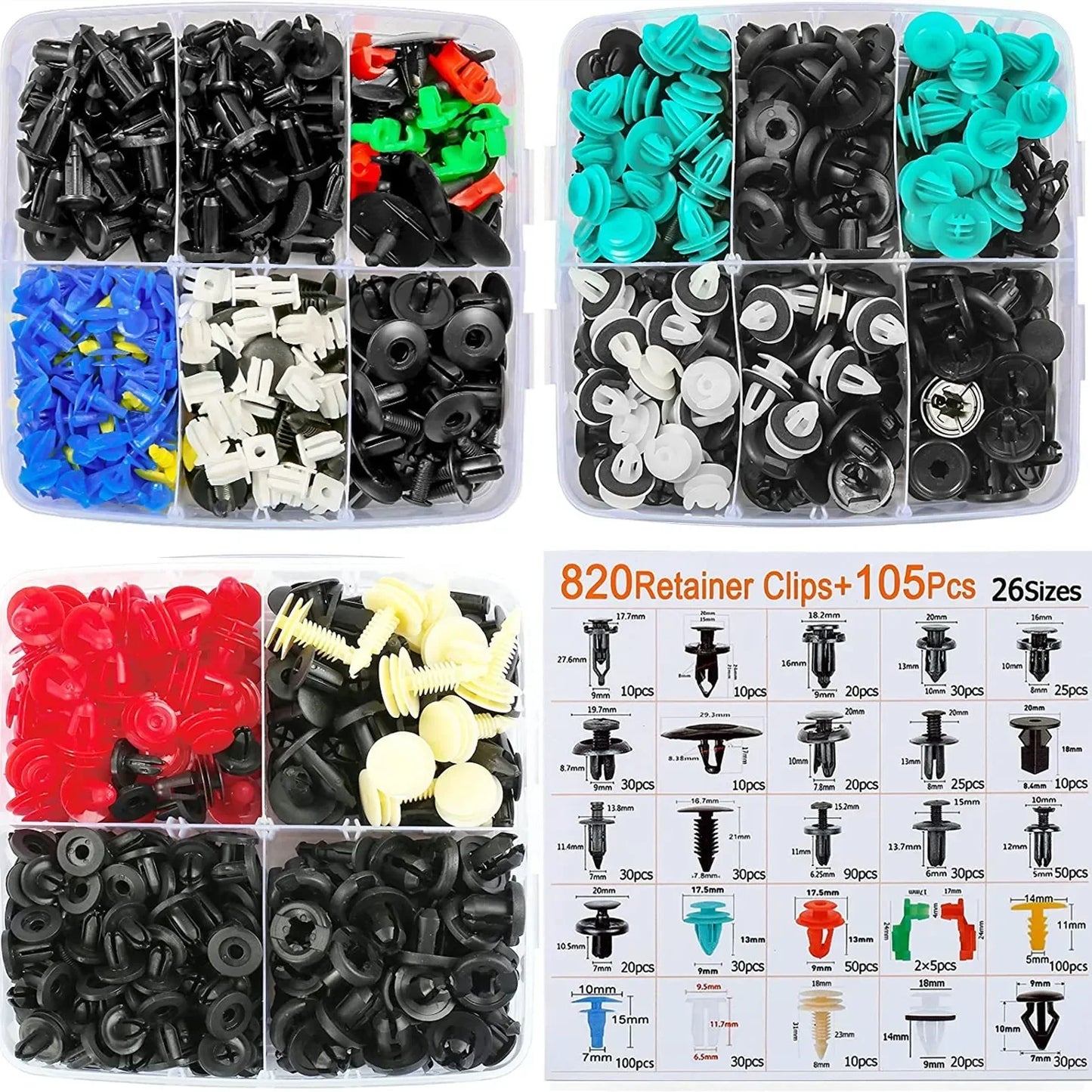 925pcs-100Pcs Auto Fastener Clip Kit Fender Rivet Clips Auto Body Push Retainer Pin Rivet Bumper Door Trim Panel Retainer Repair