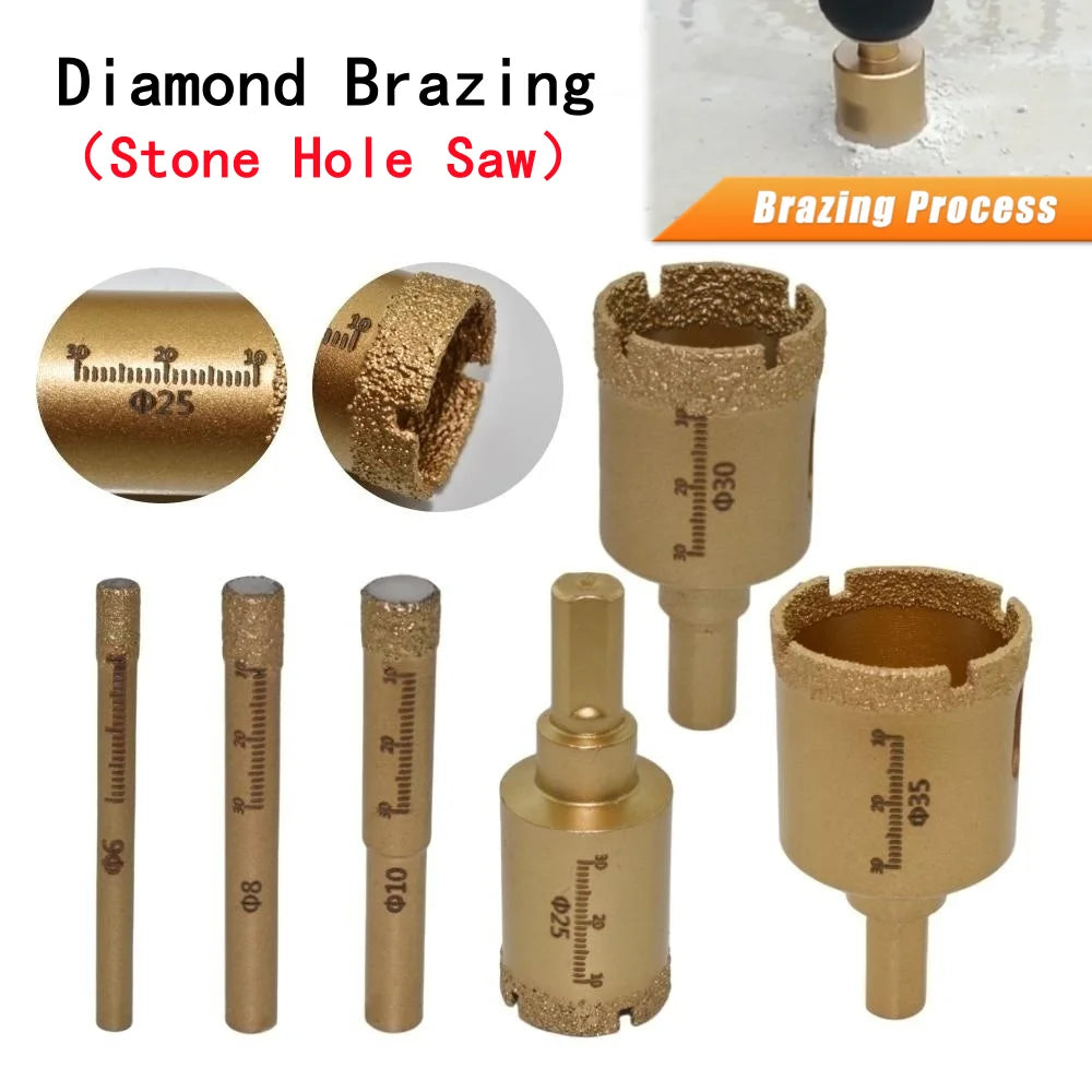 6-200mm Diamond Brazed Core Dry Drill For Porcelain Tiles Marble Glass Granite Hole Saw Cutter Accessories Cutting Cutte ﻿