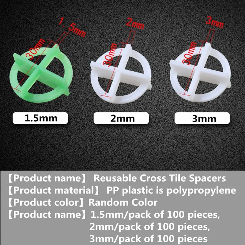 100pcs Porcelain Tile Spacers Clips Wedge Ceramic Leveling System for Floor Wall Tile Gap Leveling System Construction Tools