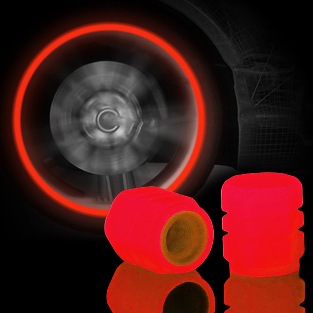 Car Pink Red Luminous Tire Valve Cap Motorcycle Bike Wheel Hub Glowing Valve Cover Tire Decoration Auto Styling Tyre Accessories