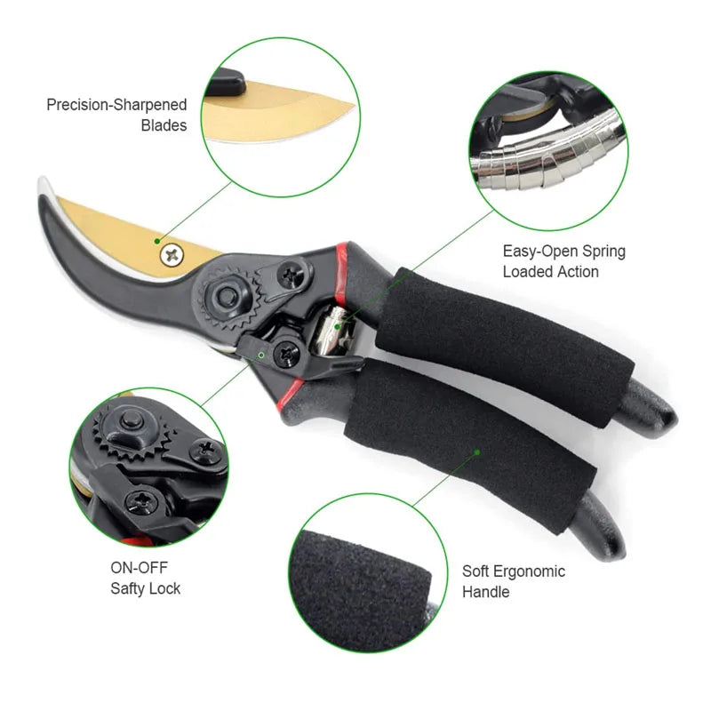 Garden Pruning Shears Plant Trim Horticulture Hand Pruner Shrub Garden Scissor Orchard Branch Shear Professional Pruning Tool