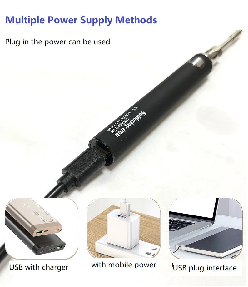 USB 5V 8W Soldering Iron Tool Pen DIY Welding Pen Without Cable, Home Outdoor Convenient Welding Repair Tool Set