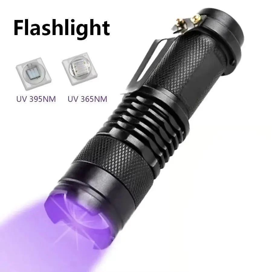 Lampe de poche portable à LED UV 395 nm, lumière noire, longueur d'onde violette, détecteur d'urine d'animaux, scorpion, hygiène féminine 