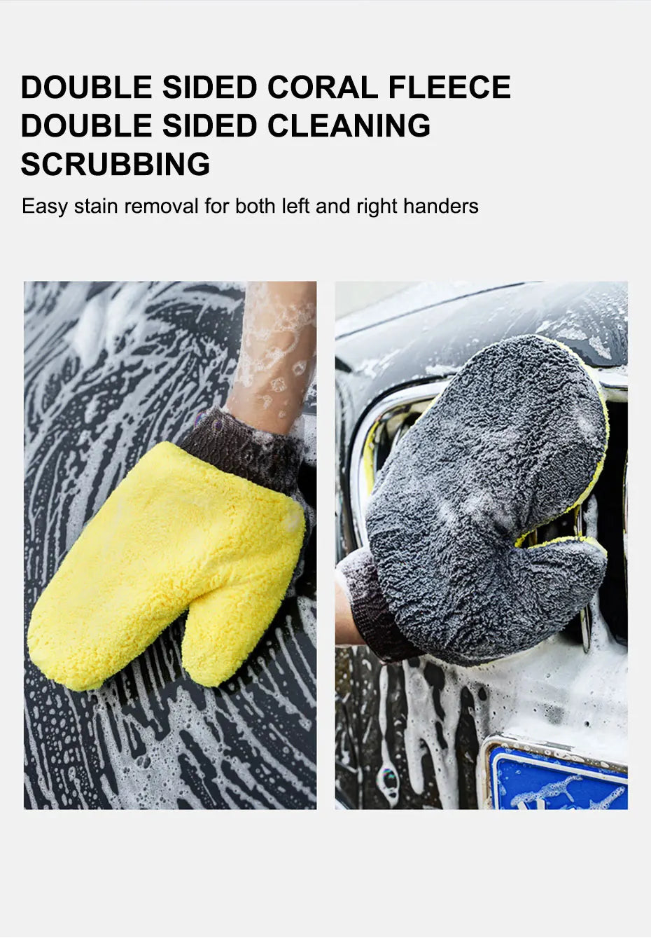 SEAMETAL Car Wash Glove Double-Faced Coral Fleece Auto Cleaning Mitt Gloves Car Window Door Glass Paint Cleaner Care Products