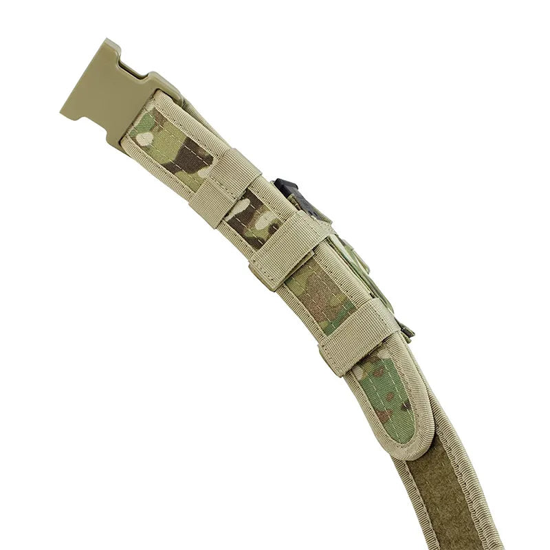 Ceinture tactique pour homme, équipement de chasse, ceinture de sécurité pour le combat en plein air, ceinture utilitaire avec pochettes pour chargeurs 