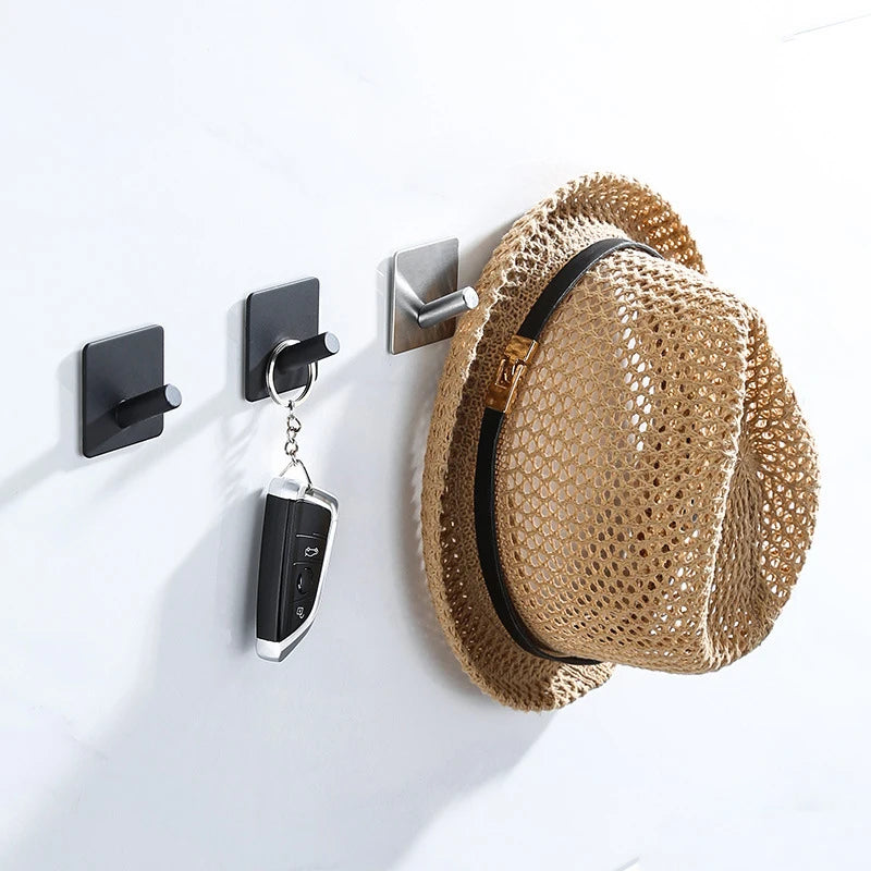 Adhesive Wall Hooks Towel Key Cloth Coat Rack Door Bathroom Robe Hanger Kitchen Bag Sticky Hook Organizer For Hanging Hat