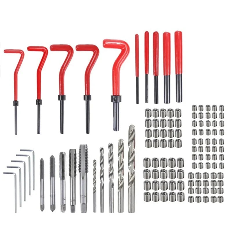 25/75/131pcs thread repair kit M2-M16, used to repair damaged thread monkey wrench Fried Dough Twists bit hand tool