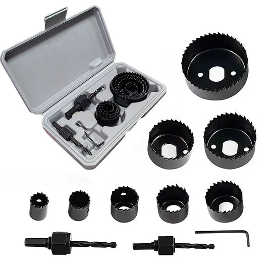 11Pcs Hole Saw Kit Durable Carbon Steel Metal Circle Power Drill Hole Cutter for Wood PVC and Plastic