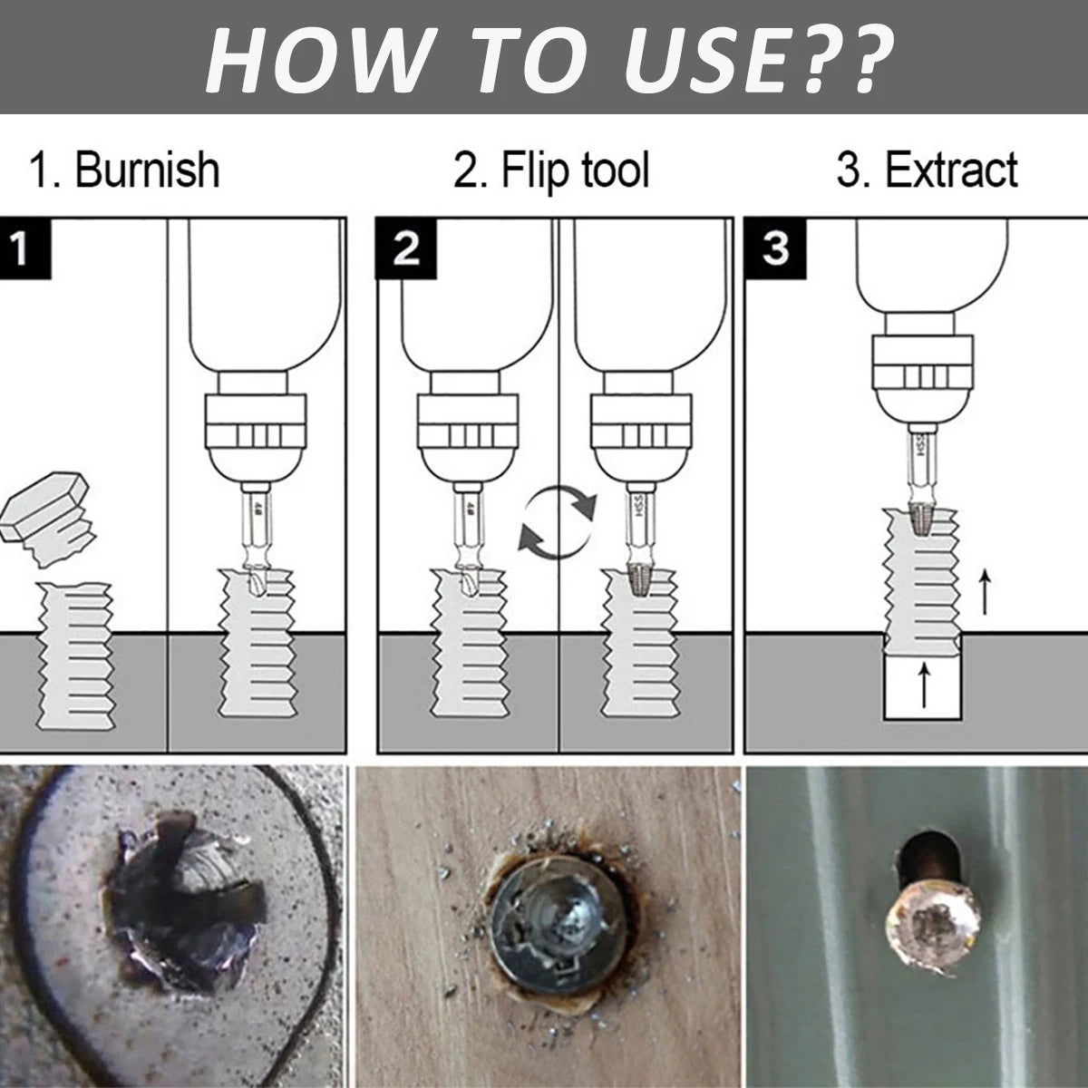 10Pcs Screw Extractor Kit Alloy Steel Damaged Screw Remover Set Metal Easy Out Drill Bits Bolt Stud Multi-Spline Screw Extractor - ToolFlx