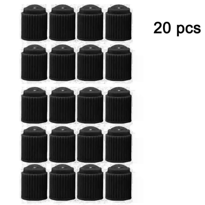 20PCS Car Tire Valve Plastic Black Bike Tyre Valve Caps with O Rubber Ring Covers Dome Shape Dust Valve for Car Motorcycles