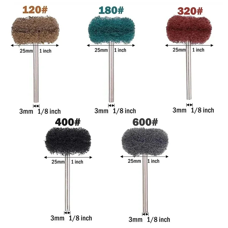 Mini tige de foret de polissage 25 pièces ensemble de polissage en fibre rotative en nylon pour accessoires abrasifs 3 mm/2,35 mm Dremel outil de roue de brosse avec 